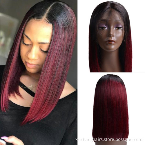 180%density Glueless Peruvian HumanHair DarkRed 99jLaceFront